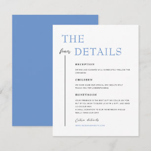 SARAH Modern Blue Minimalist Wedding Details Card