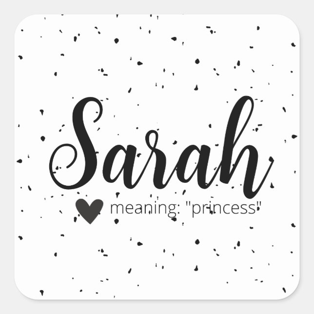 Sarah Name Meaning Labels Minimal Neutral Black (Front)