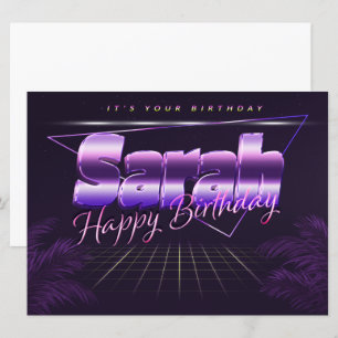 Sarah Name Vorname lila retro Karte Geburtstag Card