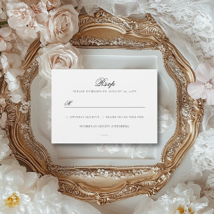 Sarah Simple Elegant Black & White Wedding RSVP Card