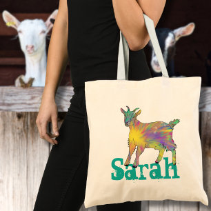 Sarah Starburst Goat Colourful Cute Animal Art Tote Bag