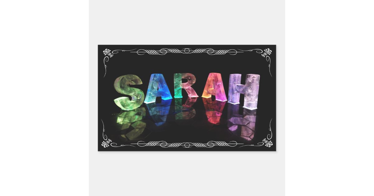 Sarah - The Name Sarah in 3D Lights (Photograph) Rectangular Sticker ...