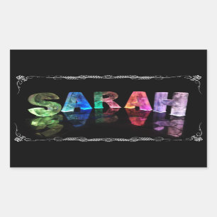 Sarah - The Name Sarah in 3D Lights (Photograph) Rectangular Sticker