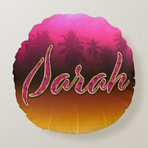 Sarah Vorname Name golden pink Kissen Round Cushion