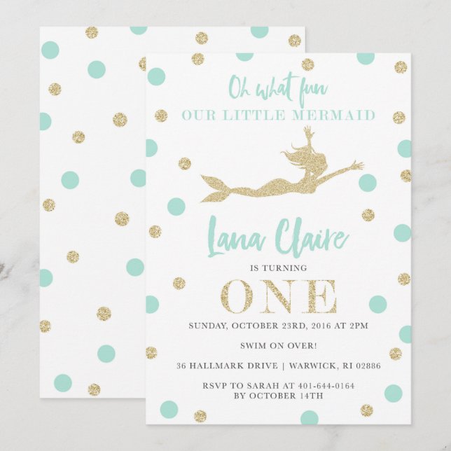 Sarah's Custom Mermaid Invitations (Front/Back)