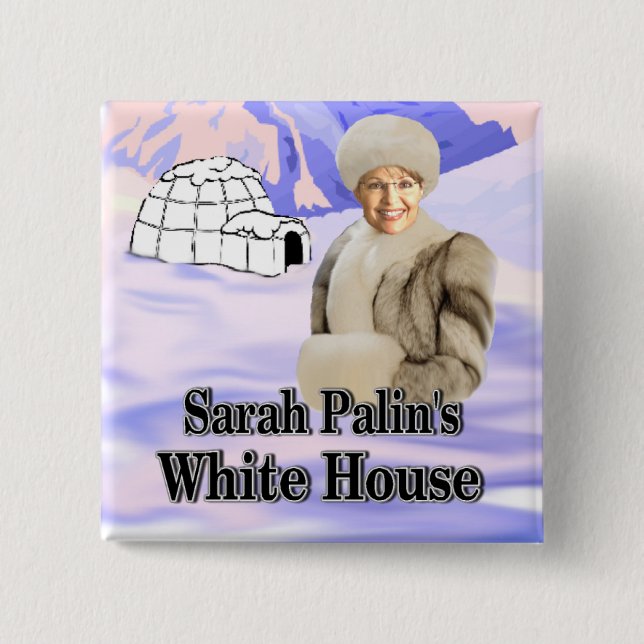 sarahs white house 15 cm square badge (Front)