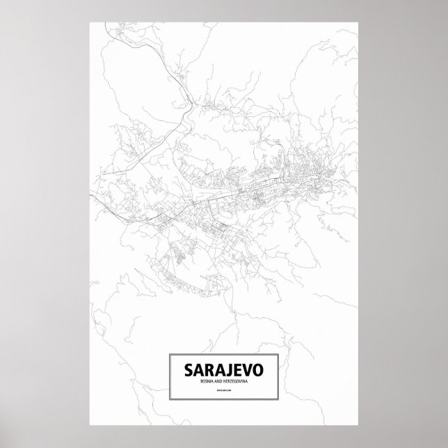 Sarajevo, Bosnia and Herzegovina (black on white) Poster (Front)