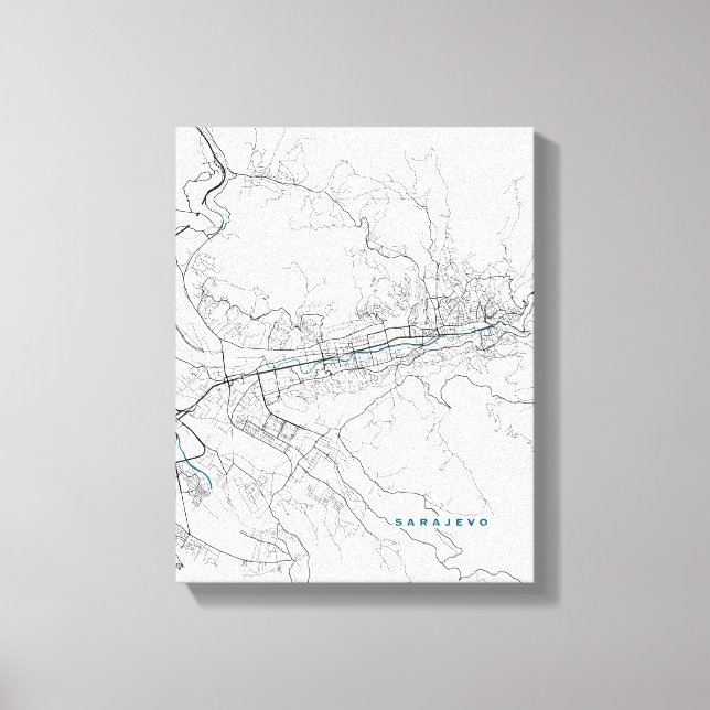 Sarajevo City Map Canvas Print (Front)