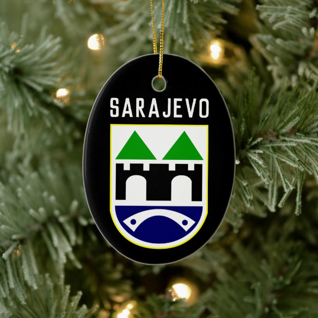 Sarajevo coat of arms, Bosnia and Herzegovina Ceramic Tree Decoration (Tree)