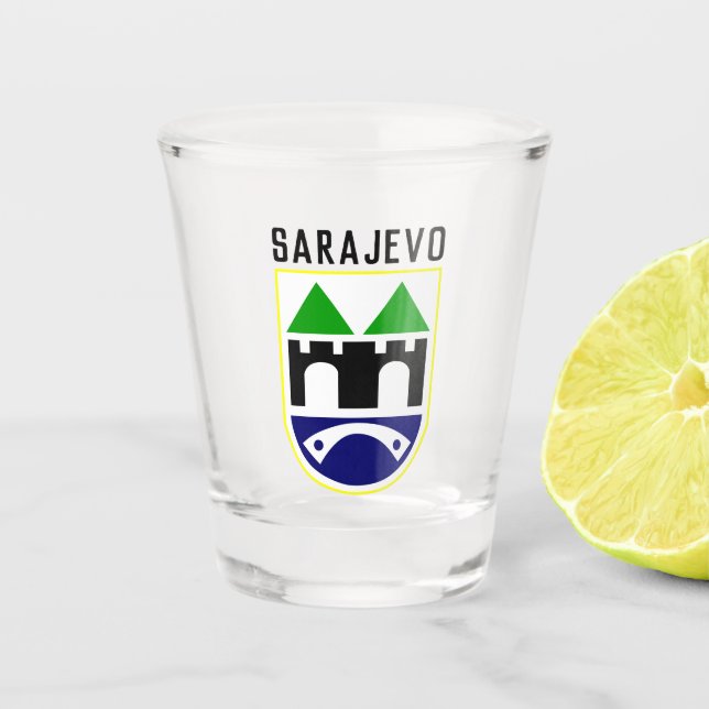 Sarajevo coat of arms, Bosnia and Herzegovina Shot Glass (Front)
