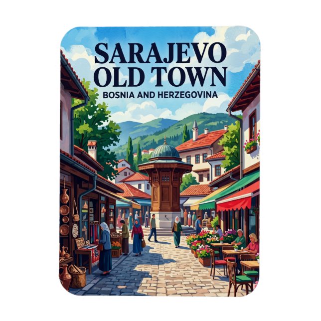 Sarajevo Old Town (Baščaršija) Magnet (Vertical)