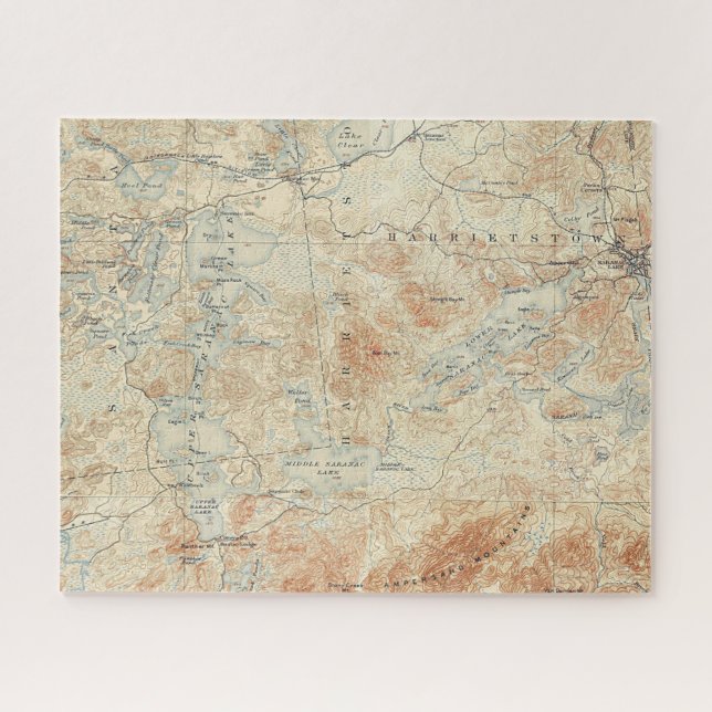 Saranac Lake Chain (Lower, Middle and Upper Lakes) Jigsaw Puzzle (Horizontal)