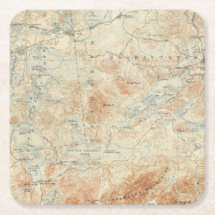 Saranac Lake Chain (Lower, Middle and Upper Lakes) Square Paper Coaster