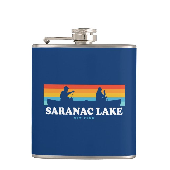 Saranac Lake New York Canoe Hip Flask (Front)