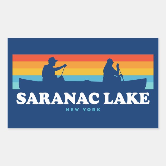Saranac Lake New York Canoe Rectangular Sticker (Front)