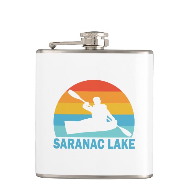 Saranac Lake New York Kayak Hip Flask (Front)
