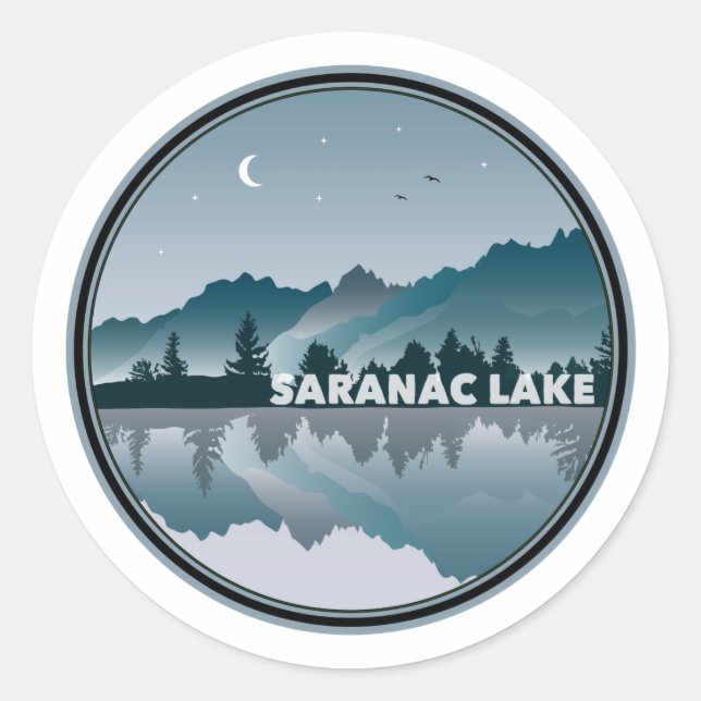 Saranac Lake New York Reflection Classic Round Sticker (Front)