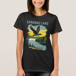 Saranac Lake NY Loons Blue Travel T-Shirt