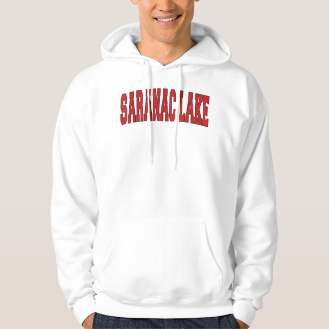 SARANAC LAKE NY NEW YORK Varsity Style U Hoodie (Front)