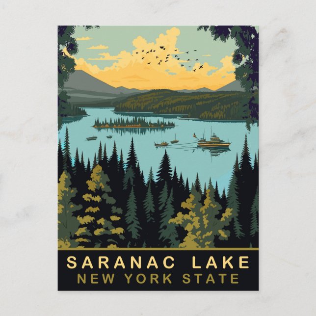 Saranac Lake, NY, Vintage Travel Postcard (Front)