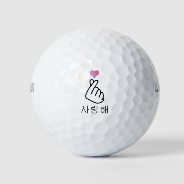 Saranghae Korean Finger Heart K-Pop K-Drama Love S Golf Balls (Front)
