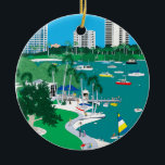 Sarasota Bay Front Ornament<br><div class="desc">Wonderful illustration of Sarasota, Florida's bay front, Island Park and O'Leary's. Reproduced on a holiday ornament, this makes a great gift for your west coast friends, teachers and love ones!</div>