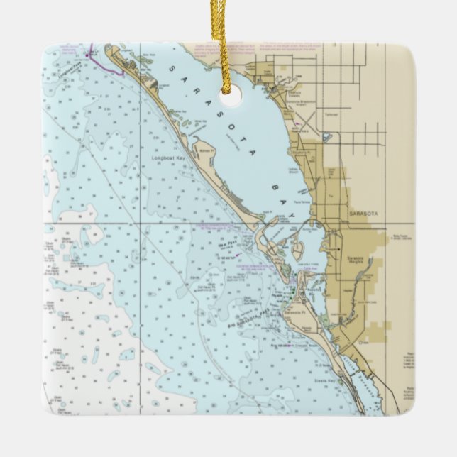 Sarasota Boating Chart Ceramic Ornament (Front)