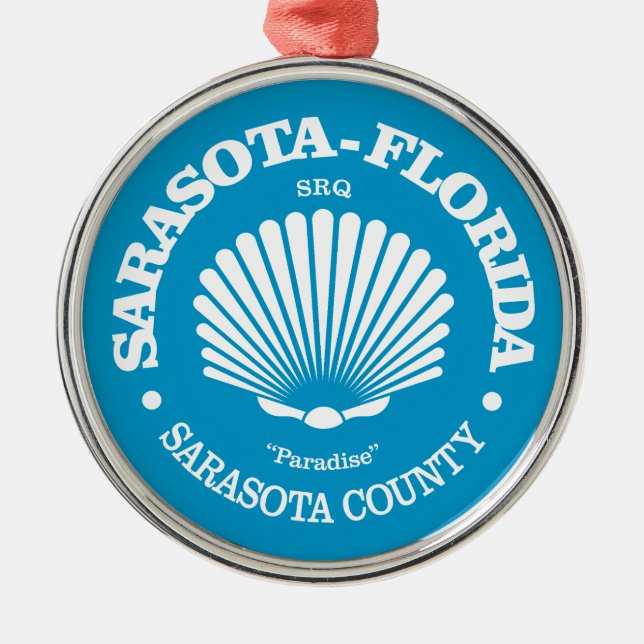 Sarasota Fl (seashell) Metal Tree Decoration (Front)