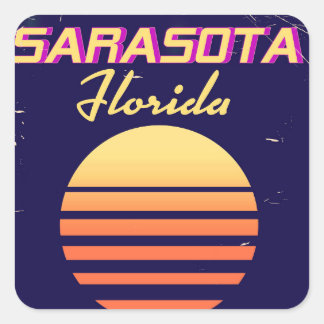 Sarasota Florida 1980s vintage travel print. Square Sticker