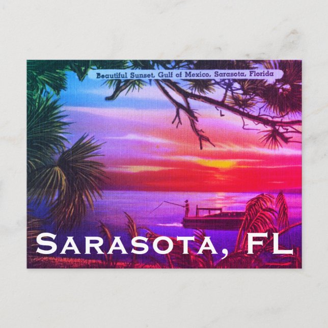 Sarasota, Florida Beach Sunset - Gulf of Mexico Postcard (Front)