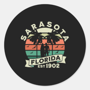 Sarasota Florida Beach Surfing Summer Vacation Vin Classic Round Sticker