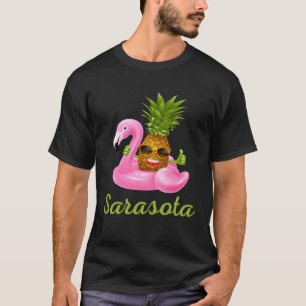 Sarasota Florida Beach Tropical Flamingo Pineappl T-Shirt