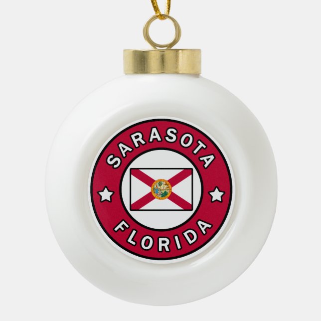 Sarasota Florida Ceramic Ball Christmas Ornament (Front)