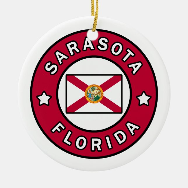 Sarasota Florida Ceramic Tree Decoration (Front)