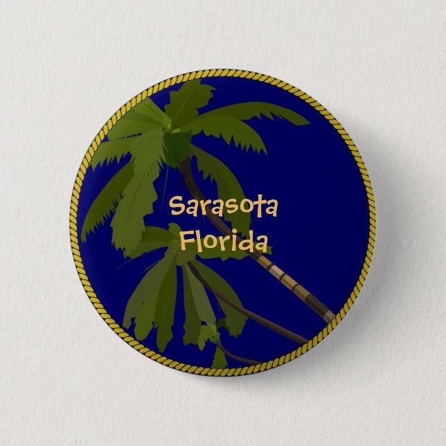 Sarasota, Florida palm tree button/lapel pin (Front)