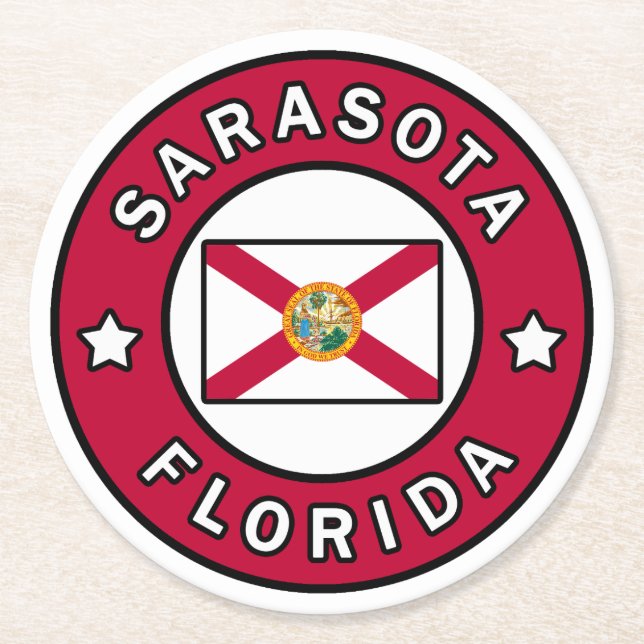 Sarasota Florida Round Paper Coaster (Front)