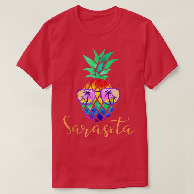 Sarasota Florida Tropical Funny Pineapple Summer S T-Shirt (Design Front)