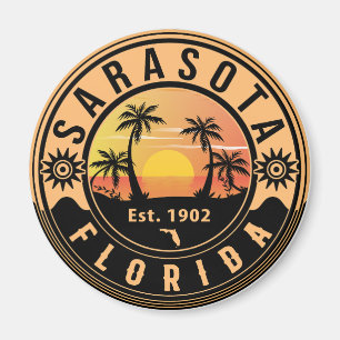 Sarasota Florida Tropical Retro Sunset Souvenirs Magnet