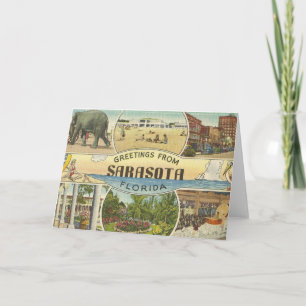Sarasota Florida Vintage Folded Greeting Card