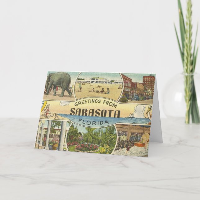 Sarasota Florida Vintage Folded Greeting Card (Front)