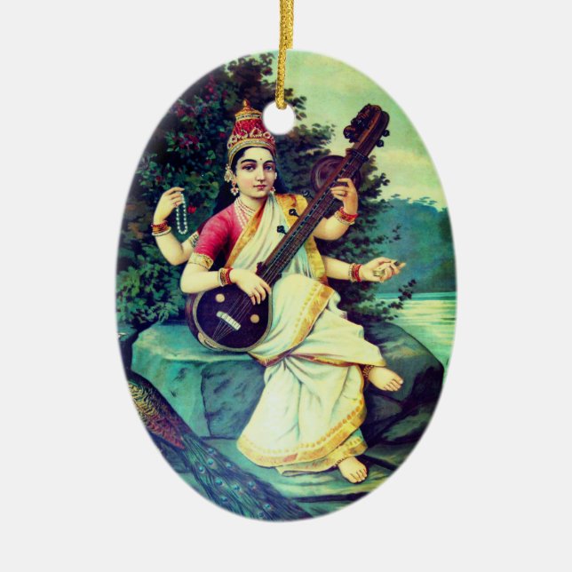 Saraswati Ceramic Tree Decoration (Front)