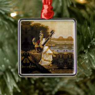 SARASWATI - Divinity of the arts and rivers Metal Tree Decoration
