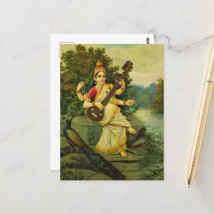 Saraswati, Goddess of Music by Raja Ravi Varma Postcard