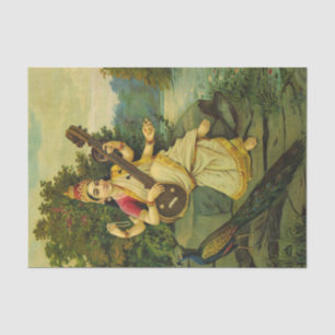 Saraswati, Goddess of Music by Raja Ravi Varma Tissue Paper