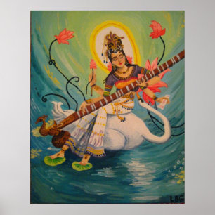 Saraswati Painting Poster
