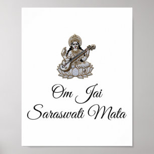 Saraswati Shirt Design Om Jai Saraswati Mata  Poster