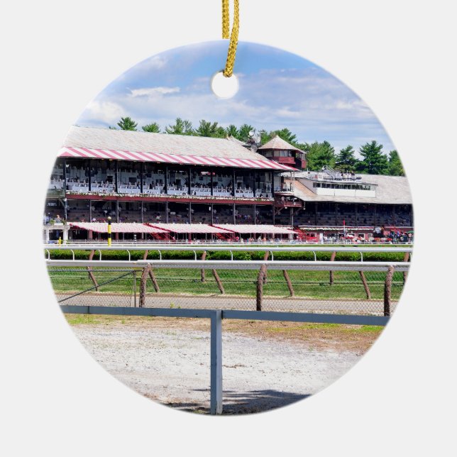 Saratoga Race Course and Clare Court Ceramic Tree Decoration (Front)