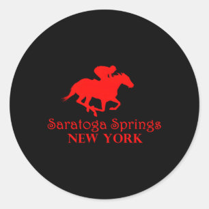 Saratoga Springs New York Horse Racing Jockey Classic Round Sticker