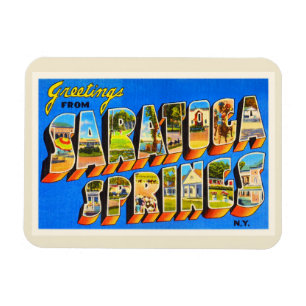 Saratoga Springs New York NY Old Travel Souvenir Magnet