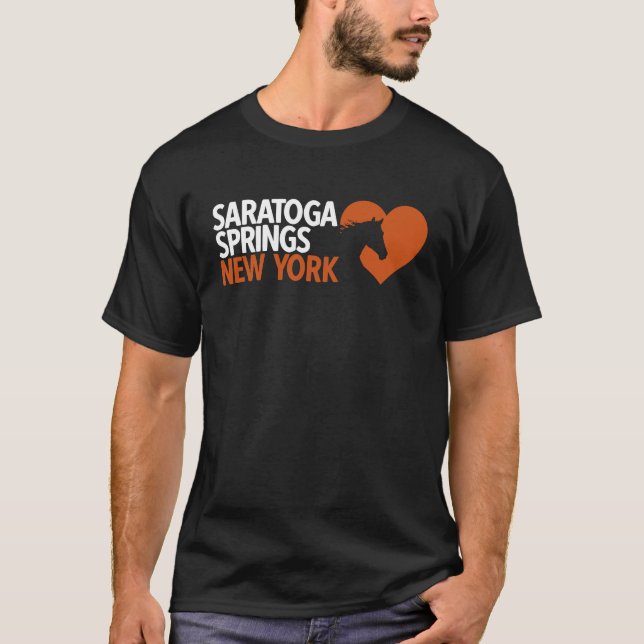 Saratoga Springs New York Toga Heart Horse Racing T-Shirt (Front)